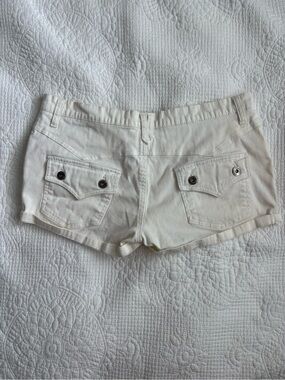 Vintage 2000s Digital White Lowrise Cargo Mini Shorts
